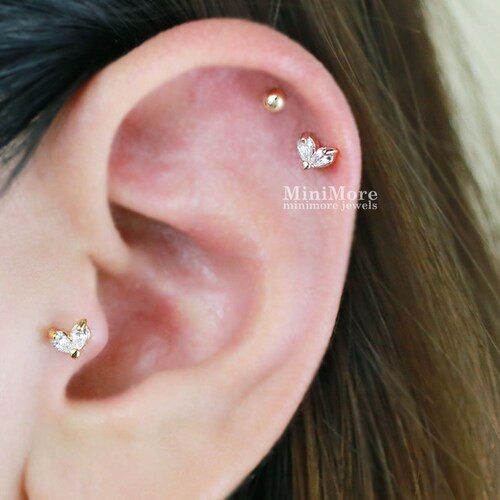 CZ Crown Cartilage Earring Tragus Stud/ Helix Earring/ Conch Etsy