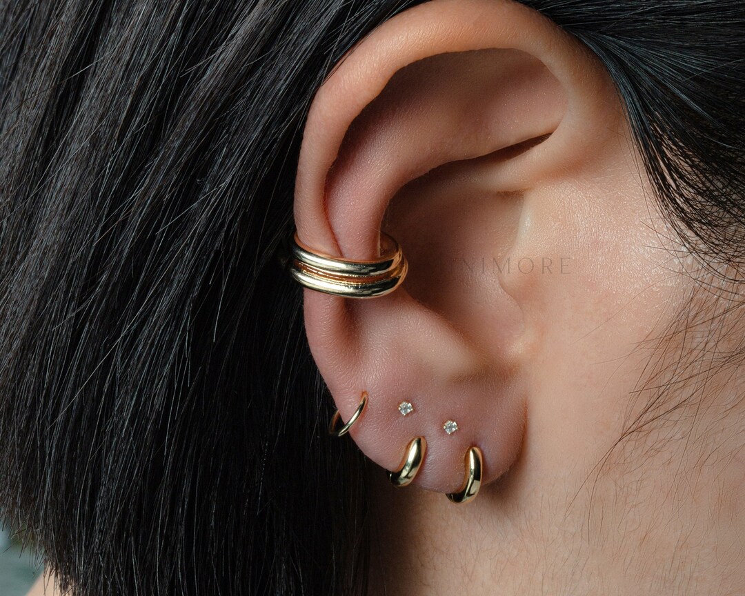NEW Bold Double Layered Plain Ear Cuff Gold Cuff Non Etsy