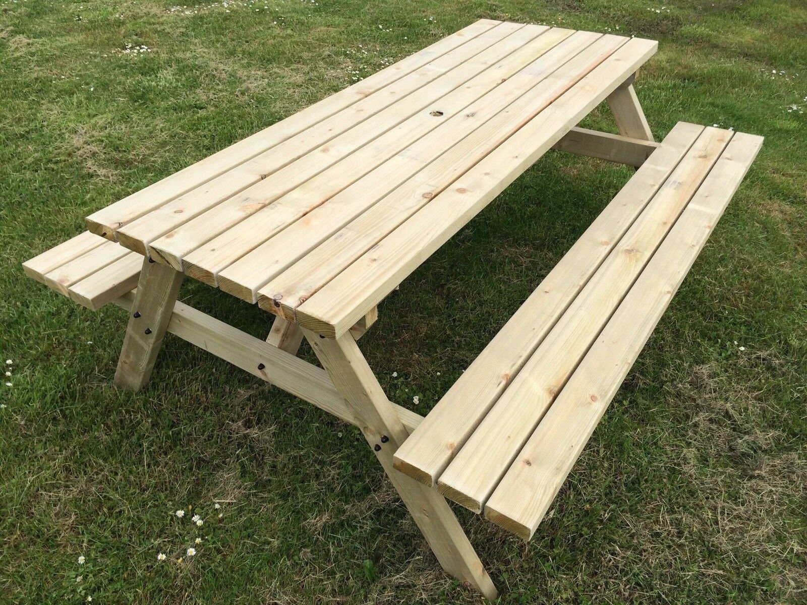 Wooden Picnic Tables/ Bench 6ft In Brown Stain Commercial Etsy