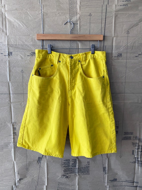Vintage 80's Yellow High Waisted Bermuda Shorts Size M. - Etsy