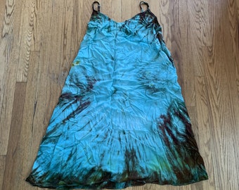 Women's Size 14 / Large "Bottom of the Ocean" Multi-Color Ice Dye Tie Dye Dress - Women's Size 14 Large Tie Dye Dress