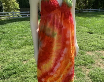 Women's Large Multi-Color Ice Dye Tie Dye Dress - Women's Size Large Tie Dye Dress