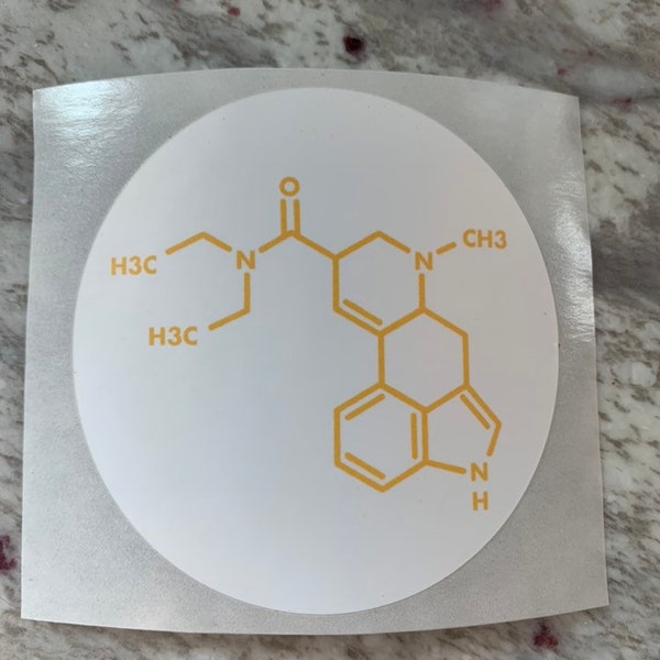 LSD Circle Sticker - LSD Molecule Chemical Composition Sticker, Acid Sticker, Acid Molecule Sticker, Chemistry Sticker