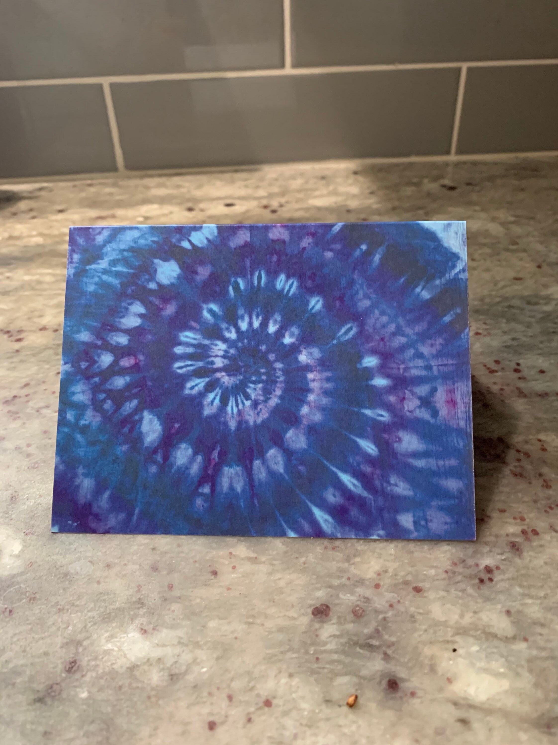 Blank Blue and Purple Spiral Tie Dye Greeting Card