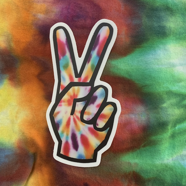 Extra Large Tie Dye Peace Sign Magnet - Gifts for Hippies - 2.66" x 5"