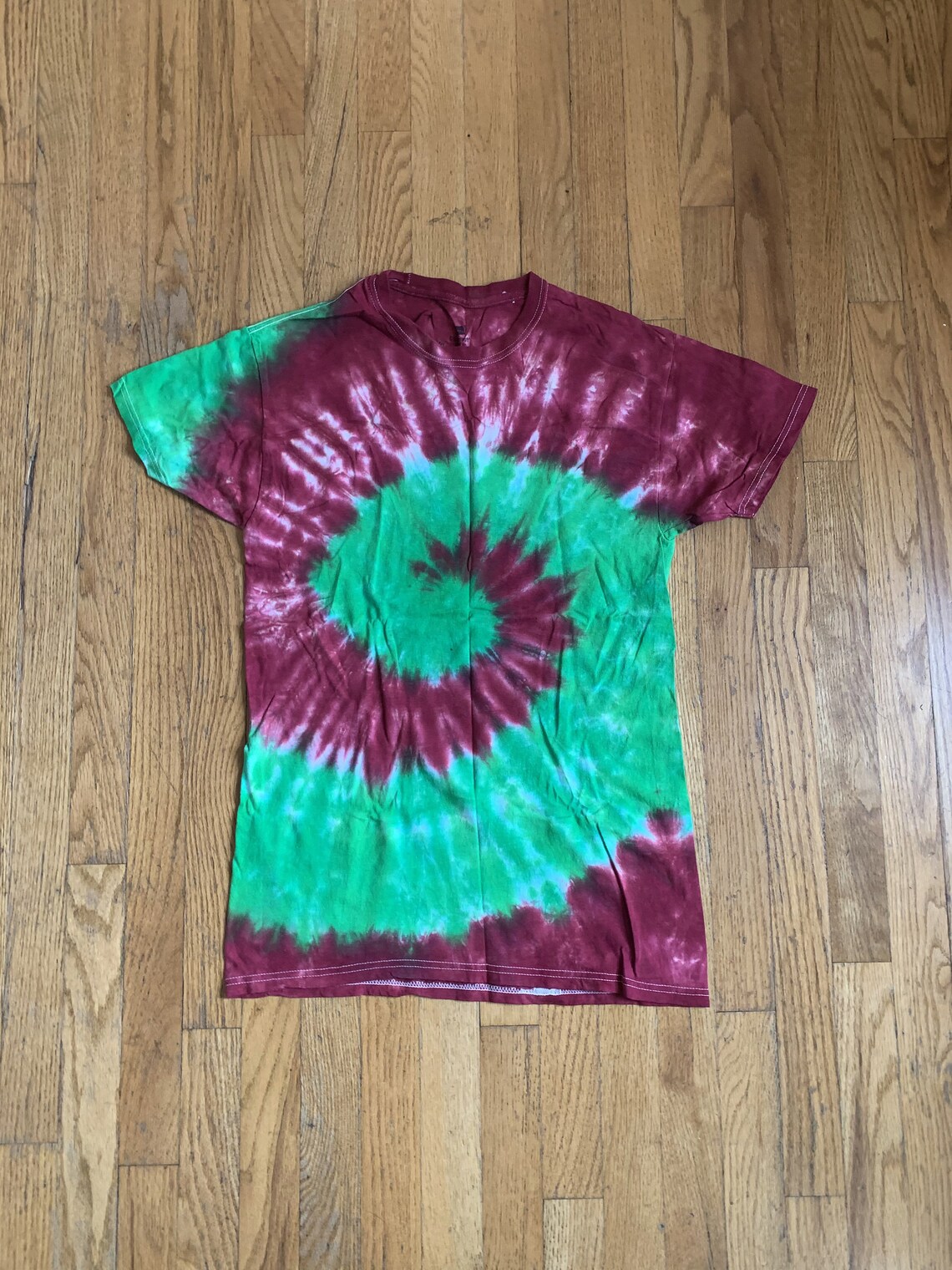 Adult Medium Green and Maroon Tie Dye Shirt Unisex Size Etsy