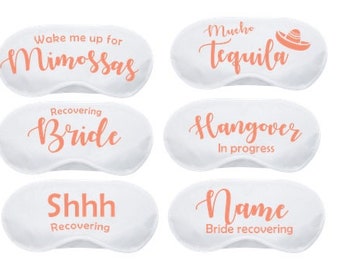 Set of eye masks. Funny Hangover gift, Custom Sleepover masks. Hangover, bachelorette, 21st Birthday, Favor. Gift. Bridesmaids gift