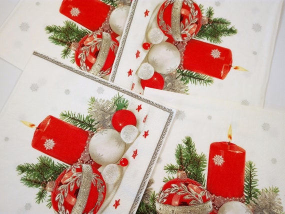 Christmas decoupage napkins Christmas table Party napkins for crafts Decoupage serviette Winter napkin Holiday napkin set Xmas napkins