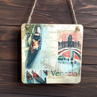 Magnete Frigorifero Souvenir Venezia In Legno Inciso - Monumenti Italia - Regalo Ricordo Viaggio 9x10cm