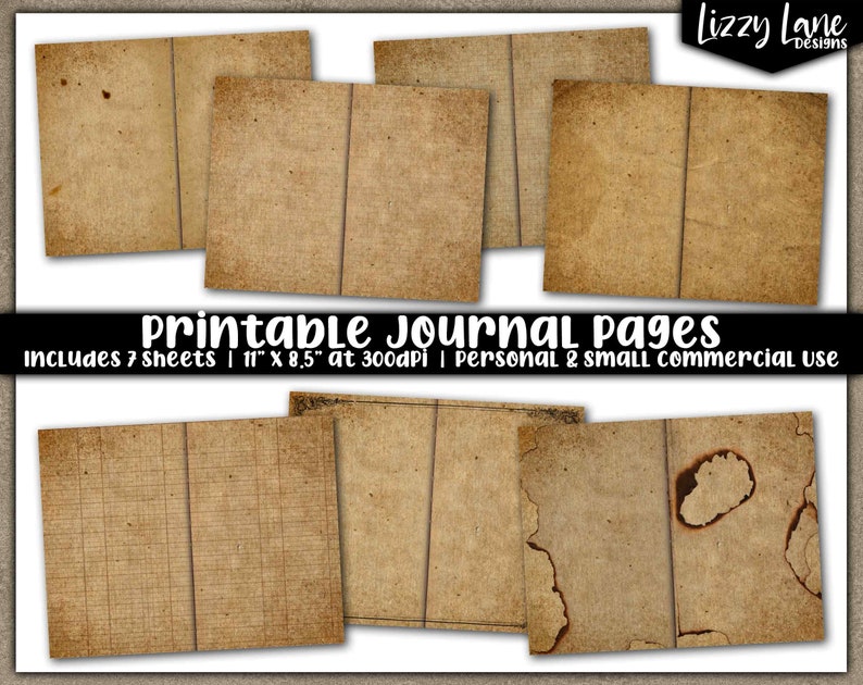 Simple Grunge Printable Journal Pages for Junk Journals - Etsy