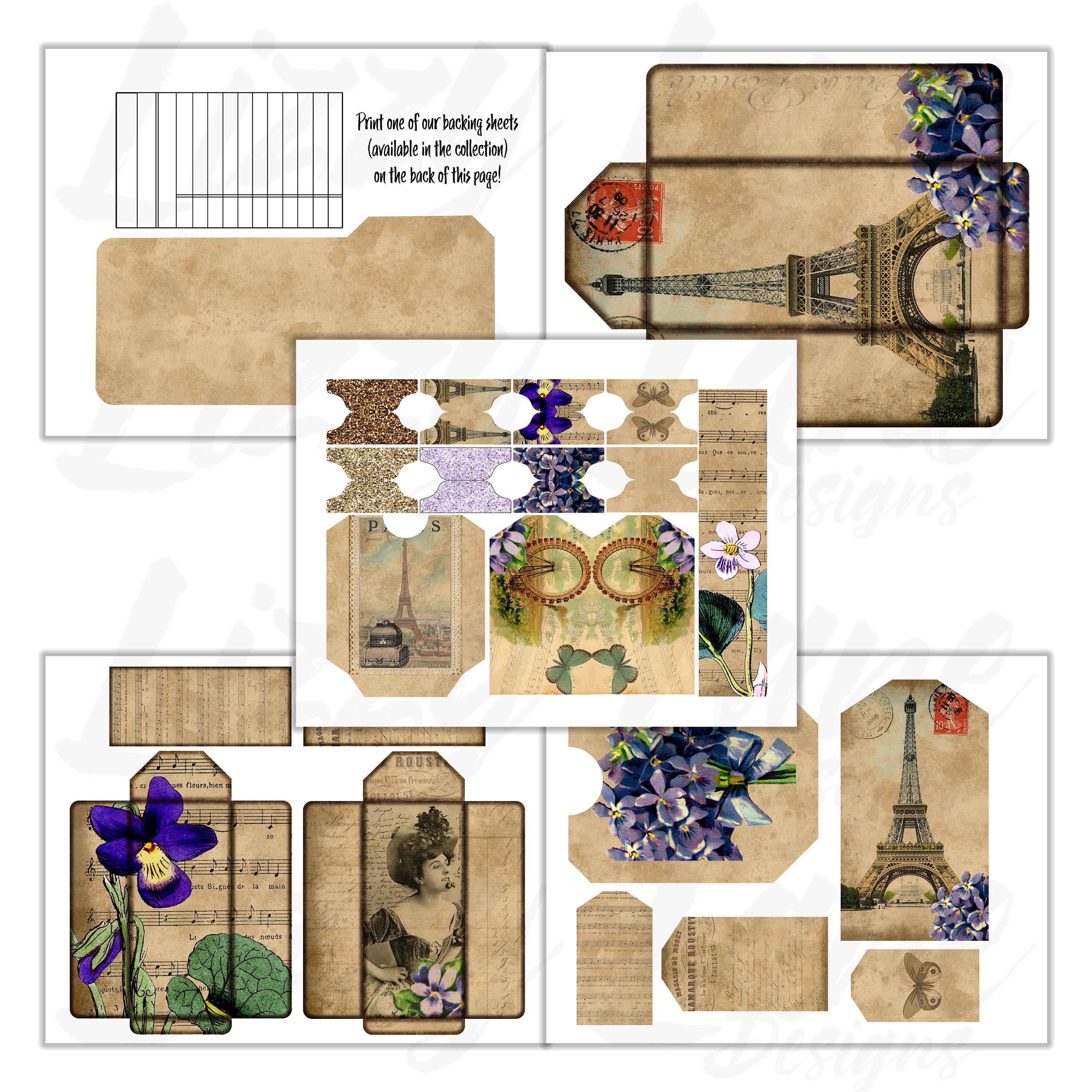 French Violets A5 Printable Journal Kit Journal Pages | Etsy