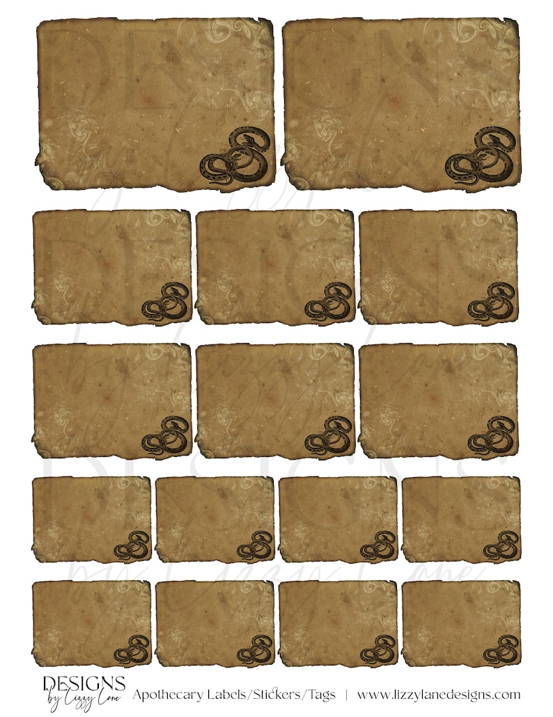 Kraft Apothecary Labels With Snakes: Printable Stickers (digital ...
