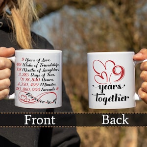 Anniversary Gift 9 Years Together Couple Mug, 9th Wedding Anniversary Mug For For Husband & Wife, 9 yrs Couple Married 9 Years Forever to go