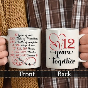 Happy 12th Wedding Anniversary Matching Gift For Couples graphic Coffee Mug  by Art Grabitees - Pixels