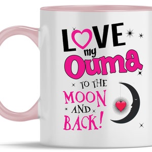 Gifts for Ouma Coffee Mug, I love Grandma Personalized Grandmother Name - Gammy, Mawmaw, Nonna, Nana, Mimi, Meme, Mormor, Nainai, Yaya - Mug
