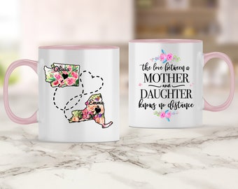 Personalized State To State Mug: Long Distance Mother Daughter Gift
