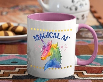 Magical AF Mug Unicorn Coffee Mug Rainbow Birthday Party Gifts, Girlfriend Mug Gifts, Fairy Funny Gag Bridal Shower Gift, Mother's Day Gifts