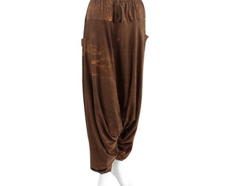 Sarouel - pantalon à pompe - sarouel - pantalon Aladdin - marron-marron - jersey de coton