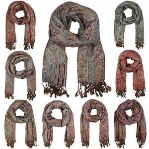 Schal im Pashmina Stil Floral Waves 210x70cm Ethno Boho Halstuch