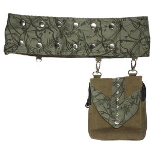Gürteltasche Amy braun Blätter Gürtelband mit abnehmbarer Tasche