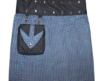 Wrap skirt Emerald fabric pattern paisley flowers reversible skirt