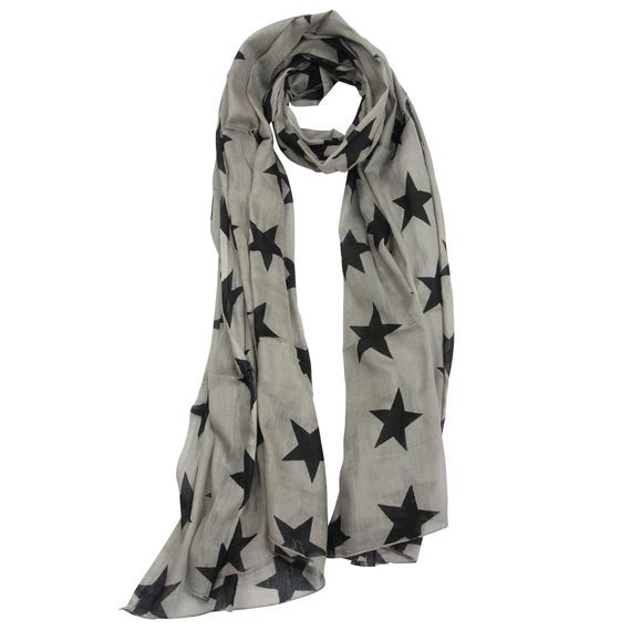Baumwolltuch Pareo Sarong Sterne grau-schwarz