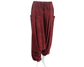 Harem pants - pump pants - harem pants - Aladdin pants - red-burgundy - cotton jersey