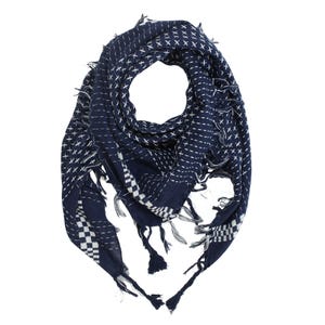Cotton scarf in Pali style cross pattern blue navy/white Pali scarf scarf