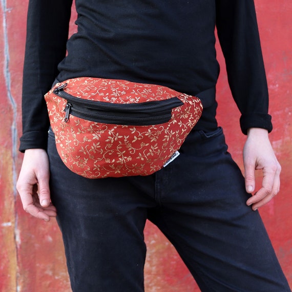 Belt Bag Louis Upholstery Fabric Red Flowered Bum Bag Hip Bag 