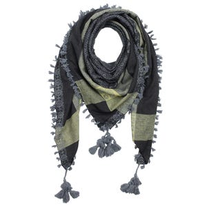 High-quality scarf in a Pali look, black/grey pattern 3