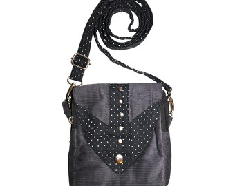 Compact shoulder bag - black and white polka dot 2 - brown - shoulder bag