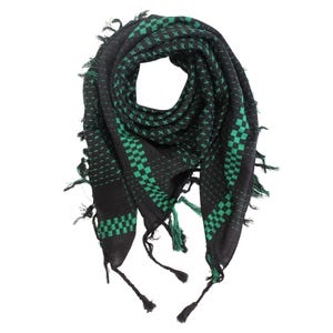 Cotton scarf in Pali style, cross pattern, black/green, Pali scarf, neckerchief
