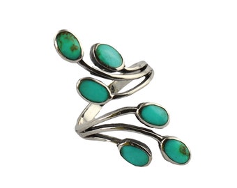 Ring - finger ring - 925 silver - mother-of-pearl tendril - adjustable sizes - turquoise