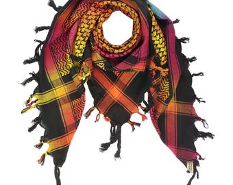 Pali cloth - black - tie dye-batik-colorful 01 - Kufiya PLO cloth