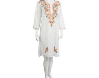Kaftan - Tunic - 3/4 sleeves - Embroidery - Ethnic - Cotton - Size 38