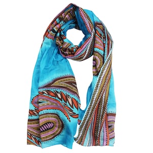 Bawełniany szalik Pareo Sarong Paisley w kolorze turkusowym