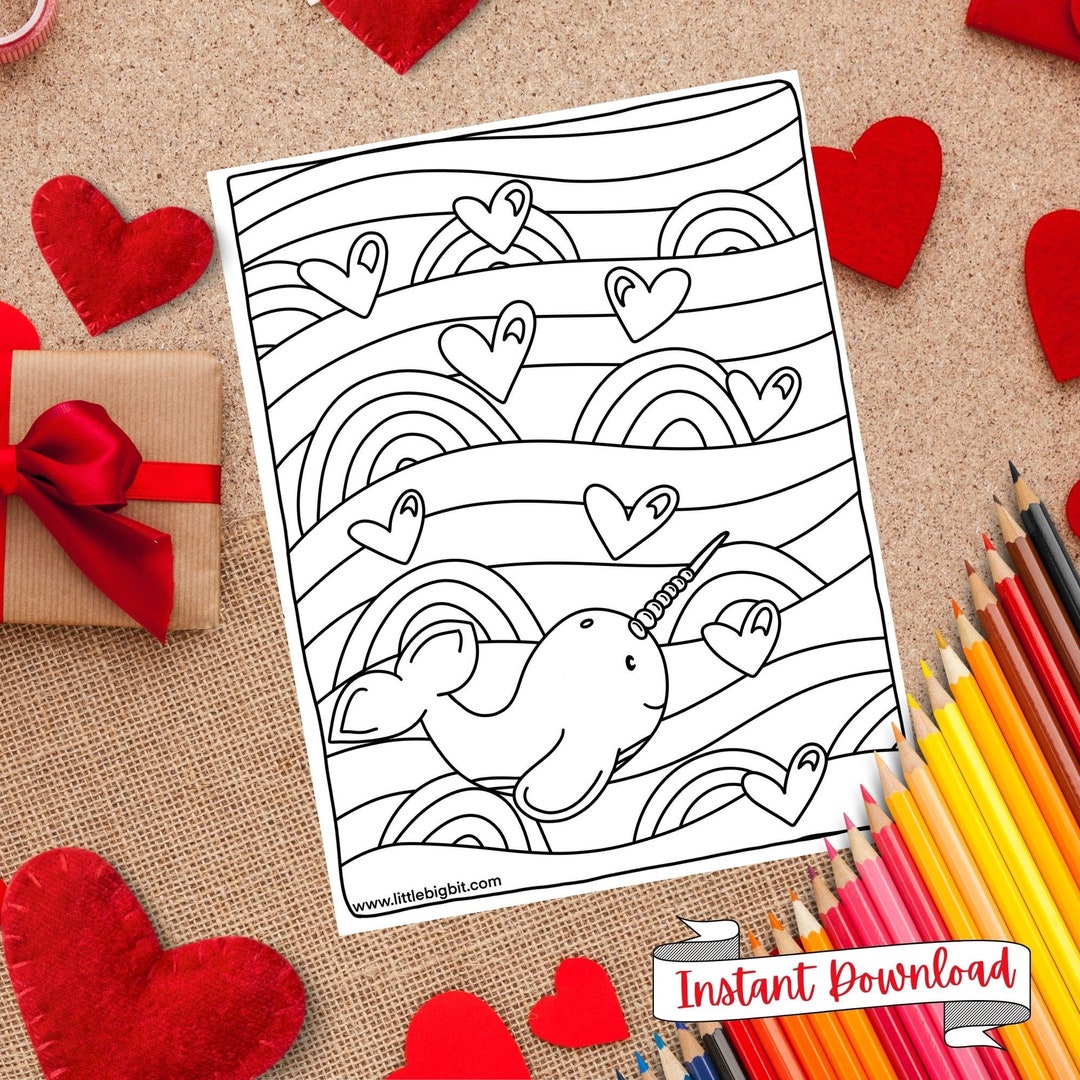 narwhal-coloring-page-valentines-day-hand-drawn-printable-page-etsy