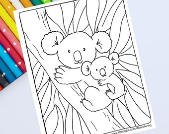 koala coloring pages etsy