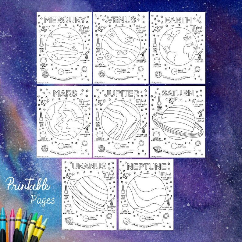 Space Universe Coloring Pages | Printable Coloring Sheets | 12 Hand