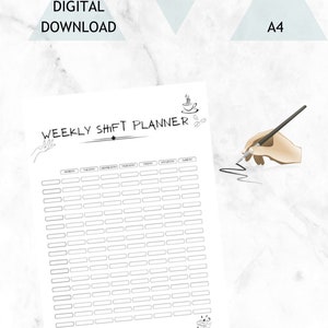 Weekly shift planner for staff,waiter and waitress time schedule ,weekly shift planner for service staff, weekly working hours staff planner
