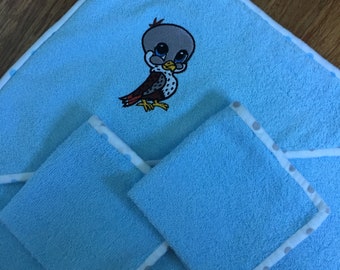 Hooded Towel with Protection Power Animal-Hawk-Blue