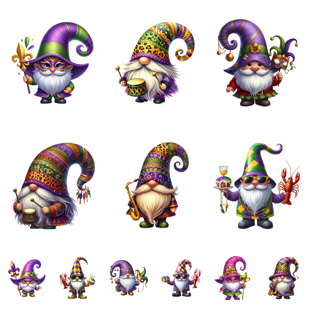 Mardi Gras Gnomes Sublimation Clipart Design,mardi Gras Png,mardi Gras