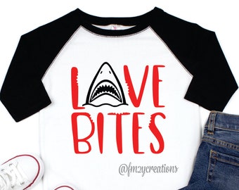 Love Bites Shark Shirt | Shark Valentine | Valentines Boy Shirt | Shark Valentines Day Shirt Boys | Kids shirt Funny Shark Valentine VD05