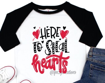 Boy Valentine Shirt | Valentines Day Shirt | Here to Steal Hearts | Valentine Boy Shirt Toddler Valentine | Valentines Day Shirt Boys | VD07