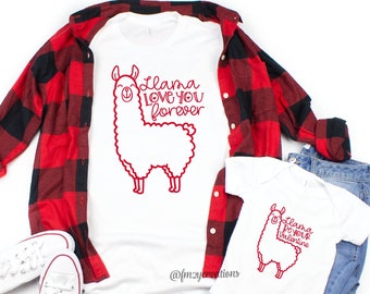 LLAMA Mommy and Me Valentines Day Shirts | Llama Valentine Mommy and Me Outfit | Valentines Day Shirts | Mom and Son | Mom and Daughter VD17