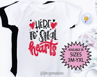 Here to Steal Hearts | Boy Valentine Shirt | Valentines Day Shirt | Valentine Boy Shirt Toddler Valentine | Valentines Day Shirt Boys | VD07