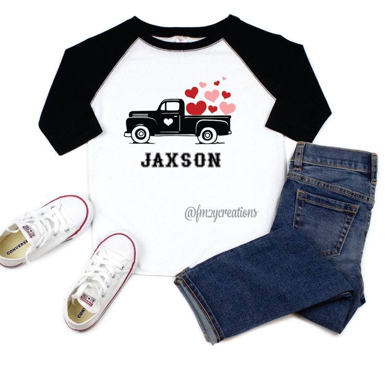 Kids shirt Truck Valentine VD06 Boy Valentines Day Shirt Personalized Custom Valentines Day Shirt Boys Valentine Boy Truck Shirt