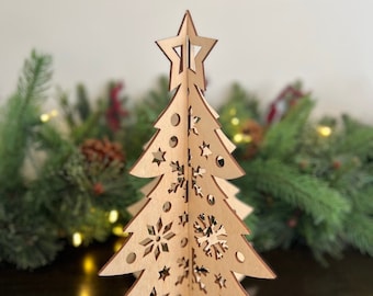 Laser Cut Wooden Christmas Tree | Snowflakes