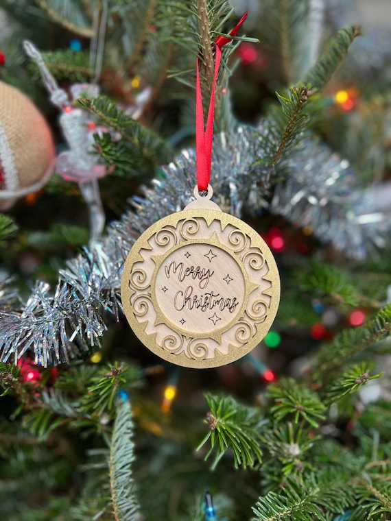 3D Ornament Merry Christmas 4 Pieces Laser Cut Out Unfinished ORN74 3D Ornament Merry Christmas 4 Pieces Laser Cut Out Unfinished ORN74