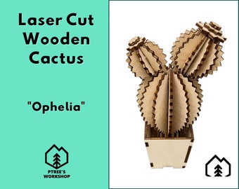 Laser Cut Wooden Cactus | Ophelia